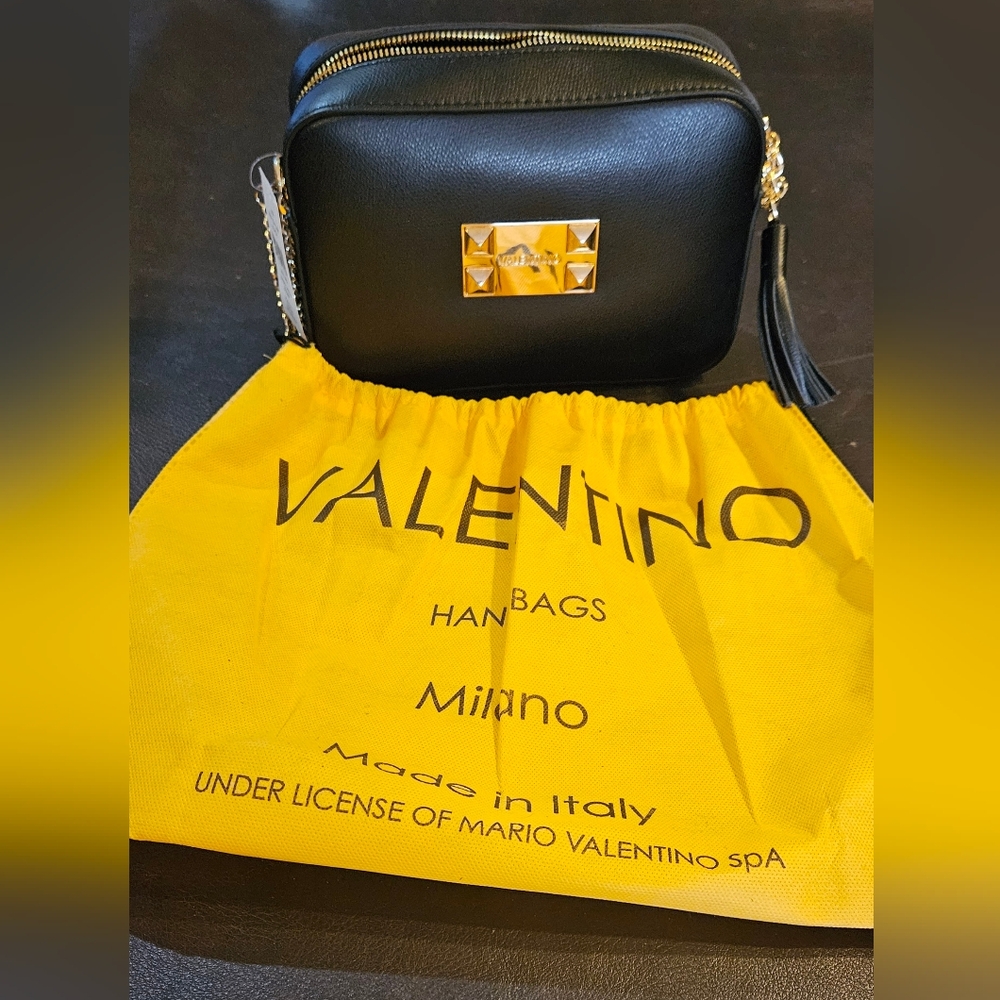 Valentino by Mario Valentino. Black Babette Bonbon Leather Crossbody Bag
